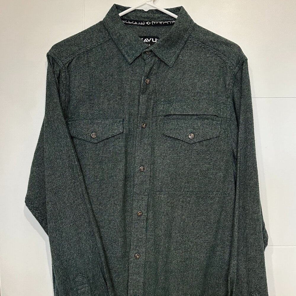 Kavu Flannel Shirt Men's Silverton Button Down Green Medium